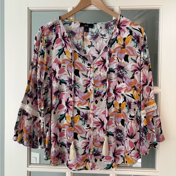 ABGBoho Floral Print Women's Blouse size Medium - Picture 1 of 7